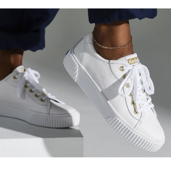 Keds Shoes - Keds - Crew Kick White Leather Chunky Sneakers